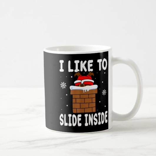 I Like To Slide Inside Funny Xmas Couple コーヒーマグカップ (右)