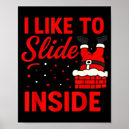 I Like To Slide Inside Funny Xmas Couple Matching  ポスター (正面)