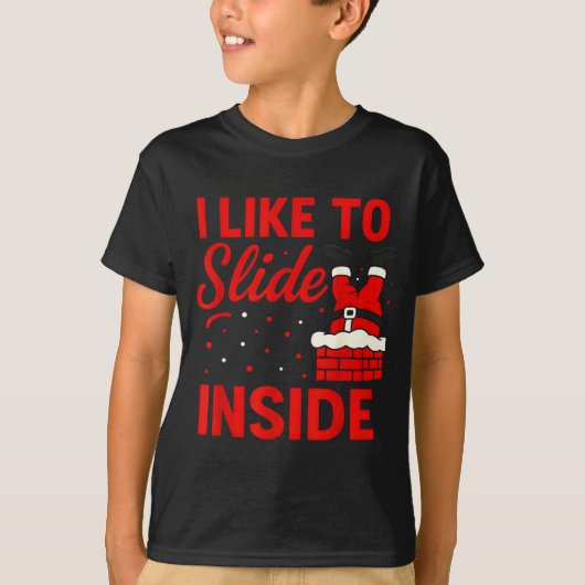 I Like To Slide Inside Funny Xmas Couple Matching  Tシャツ (正面)