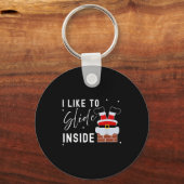 I Like To Slide Inside Funny Xmas Couple Unhinge P キーホルダー (正面)