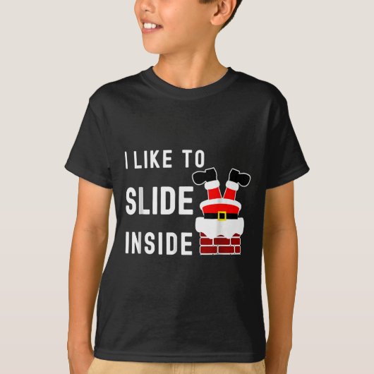 I Like To Slide Inside Funny Xmas Couple Unhinge P Tシャツ (正面)