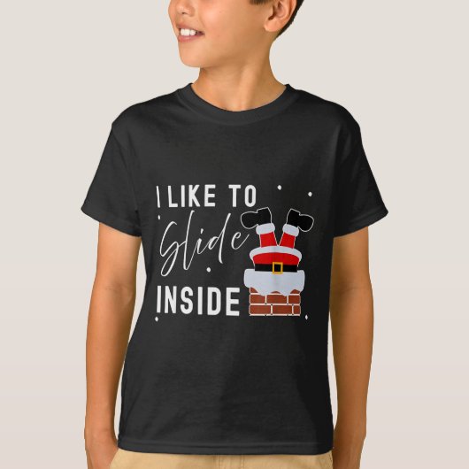 I Like To Slide Inside Funny Xmas Couple Unhinge P Tシャツ (正面)