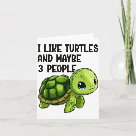 I Like Turtles And Maybe Three People Funny Retro  カード (正面)