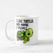 I Like Turtles And Maybe Three People Funny Retro コーヒーマグカップ (左)