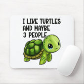 I Like Turtles And Maybe Three People Funny Retro  マウスパッド (マウス)
