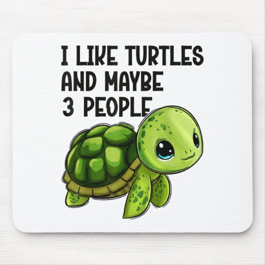 I Like Turtles And Maybe Three People Funny Retro  マウスパッド (正面)
