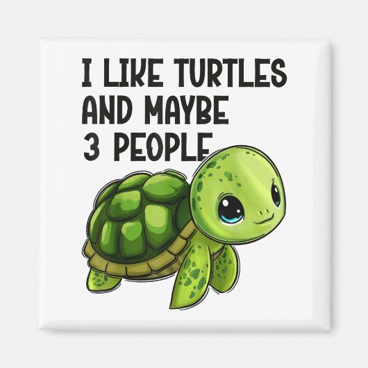 I Like Turtles And Maybe Three People Funny Retro  マグネット (正面)