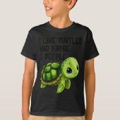 I Like Turtles And Maybe Three People Funny Retro  Tシャツ (正面)