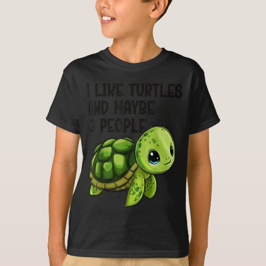 I Like Turtles And Maybe Three People Funny Retro  Tシャツ (正面)