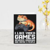 I Like Video Games Bearded Dragon Gamer Introvert  カード (黄色い花)