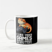 I Like Video Games Bearded Dragon Gamer Introvert  コーヒーマグカップ (左)
