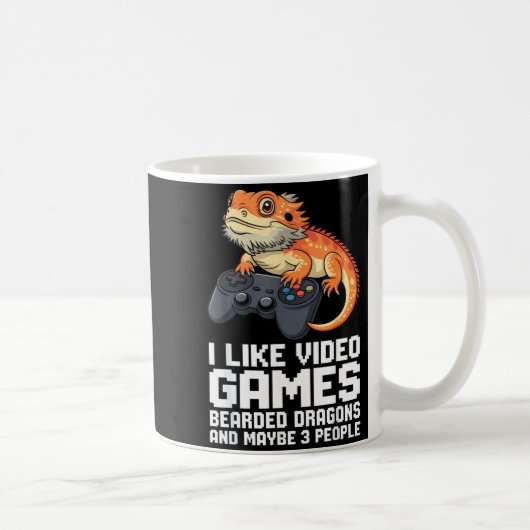 I Like Video Games Bearded Dragon Gamer Introvert  コーヒーマグカップ (右)