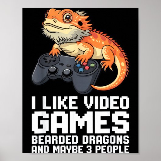 I Like Video Games Bearded Dragon Gamer Introvert  ポスター (正面)