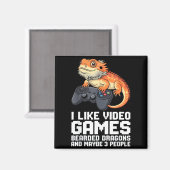 I Like Video Games Bearded Dragon Gamer Introvert マグネット (正面/裏面)