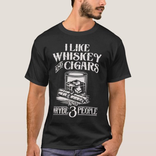 I Like Whiskey And Cigars Funny Monkey Tシャツ (正面)