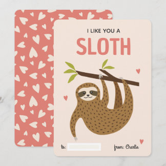 I like you a sloth classroom valentine's day card シーズンカード