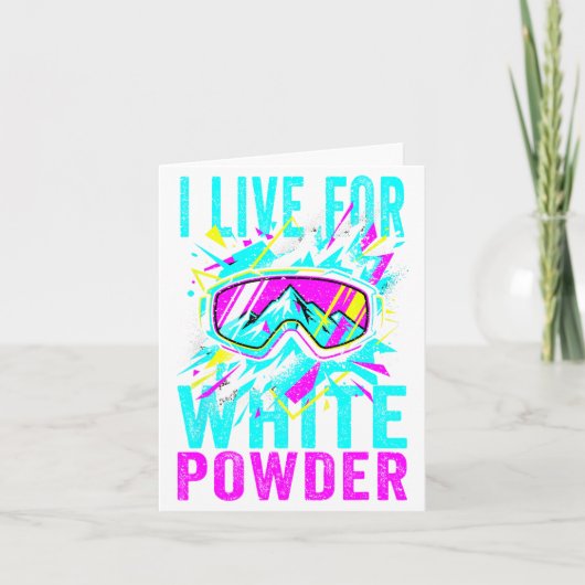 I Live For White Wder 80s 90s Retro Skiing Snowboa カード (正面)