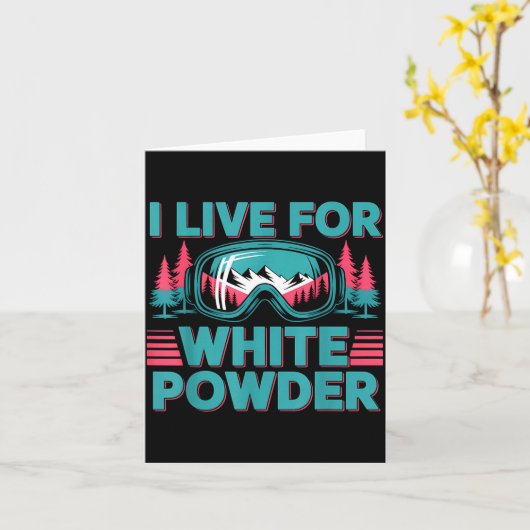 I Live For White Wder Ski Goggles Snowboard Art  カード (黄色い花)