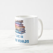 I Live in Other Worlds - Book Lover コーヒーマグカップ (正面右)