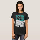 I Live Life Palm Tree Picture Cool Aqua Green Whit Tシャツ (正面フル)