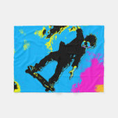 I Live To Fly - Skateboarder フリースブランケット (正面(横))
