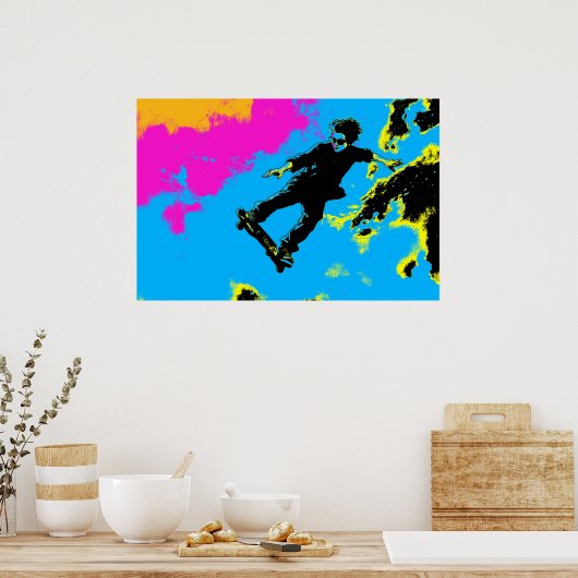 I Live To Fly - Skateboarder ポスター (キッチン)