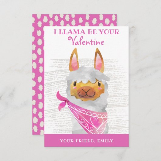 I Llama Be Your Valentines Day 子供へ Card サンキューカード (正面/裏面)