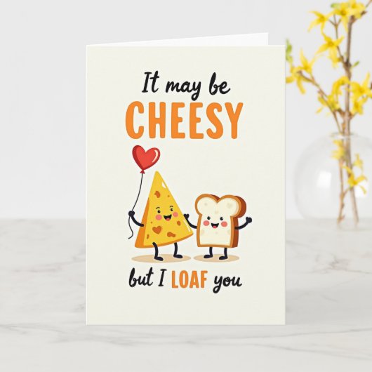 I Loaf You Cheesy Pun Card カード (黄色い花)