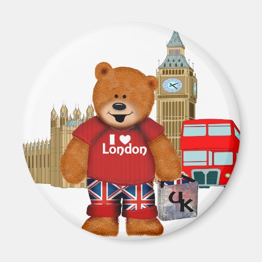 I London – テディベア マグネット (正面)