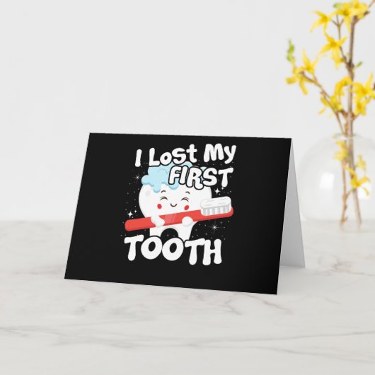 I Lost My First Tooth Cute Baby Tooth Out Gift カード (黄色い花)