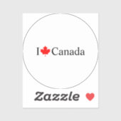 I Loveカナダタイポグラフィと赤いカエデの葉のラウンド シール (シート)