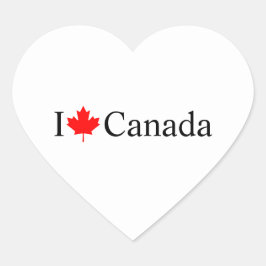 I Loveカナダタイポグラフィと赤いカエデの葉 ハートシール