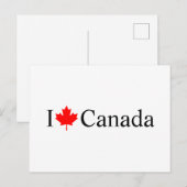 I Loveカナダタイポグラフィと赤いカエデの葉 ポストカード (正面/裏面)