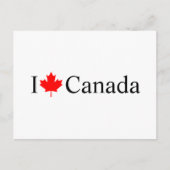 I Loveカナダタイポグラフィと赤いカエデの葉 ポストカード (正面)