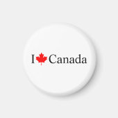 I Loveカナダタイポグラフィと赤いカエデの葉 マグネット (正面)