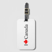 I Loveカナダタイポグラフィと赤いカエデの葉 ラゲッジタグ (正面縦)