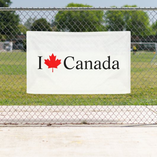 I Loveカナダタイポグラフィと赤いカエデの葉 横断幕 (インサイチュ)