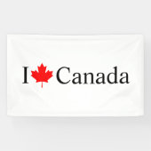 I Loveカナダタイポグラフィと赤いカエデの葉 横断幕 (横)