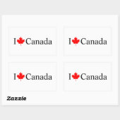 I Loveカナダタイポグラフィと赤いカエデの葉 長方形シール (シート)