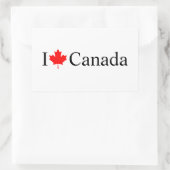 I Loveカナダタイポグラフィと赤いカエデの葉 長方形シール (バッグ)
