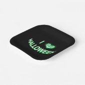 I Loveハロウィーン(バティラブハート)グリーンホワイト ペーパープレート (傾斜あり)