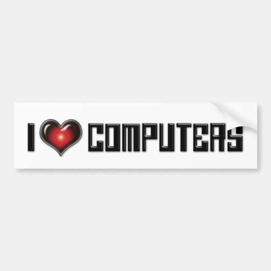 I Loveハートコンピューター – Electronics Lover バンパーステッカー (正面)