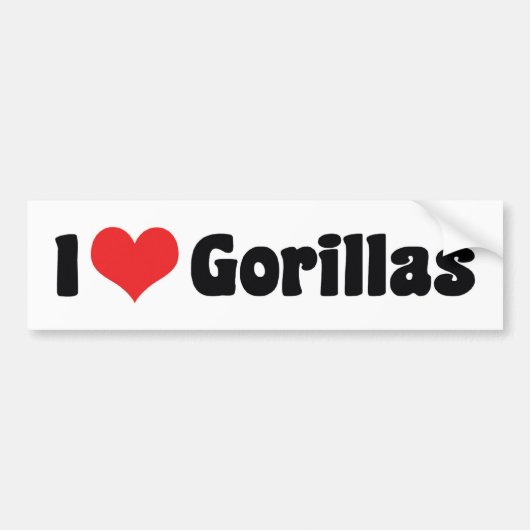 I Loveハートゴリラ – Gorilla Lover バンパーステッカー (正面)