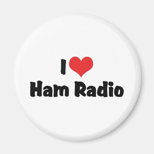 I LoveハートHam Radio – アマチュア・ラジオ・ラバー マグネット (正面)