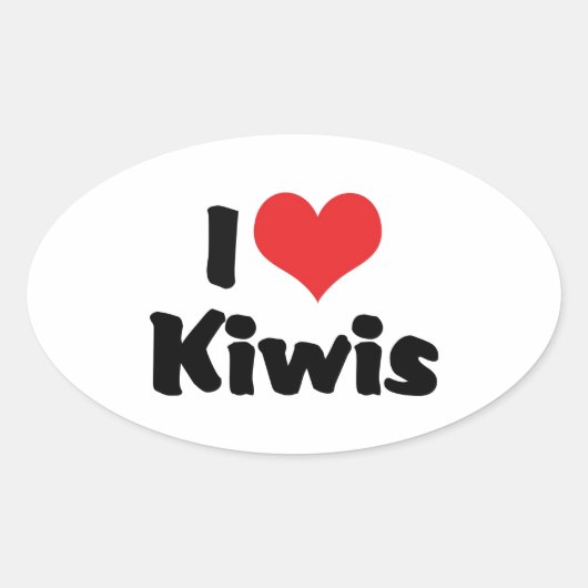 I LoveハートKiwis - Kiwi Bird Lover 楕円形シール (正面)