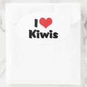 I LoveハートKiwis - Kiwi Bird Lover 楕円形シール (バッグ)