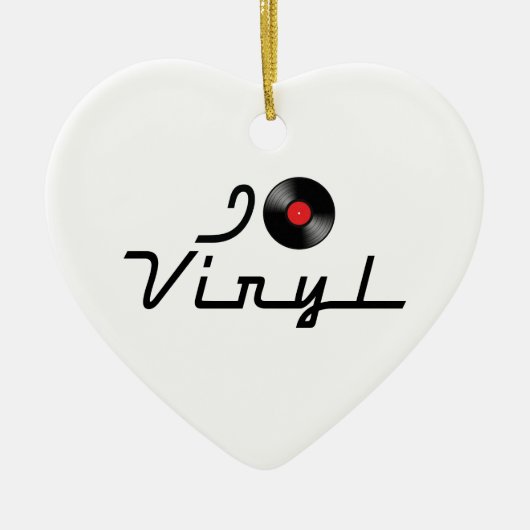 I LoveハートVinyl - DJ Record Album Lover セラミックオーナメント (正面)