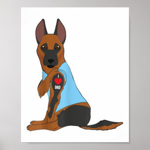 I Loveパパ – 犬のハートタトゥーベルギーマリノワシエ ポスター