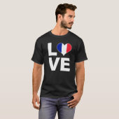 I Loveフランスハート国旗フランス Tシャツ (正面フル)