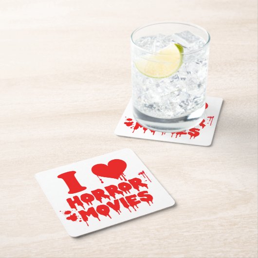 I Loveホラー映画血紙コースター スクエアペーパーコースター (インサイチュ)